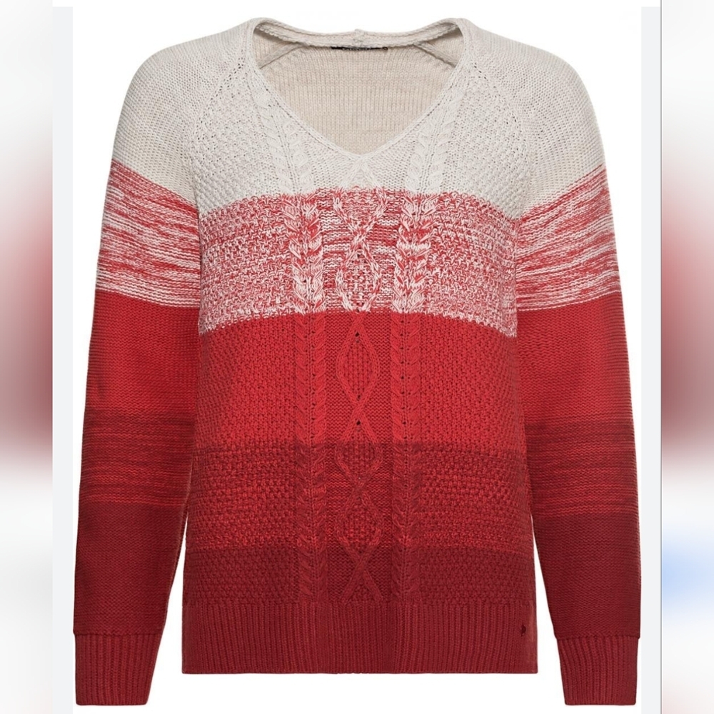 Olsen Europe Red Maple Cable Cotton Knit Sweater Size XL NWT